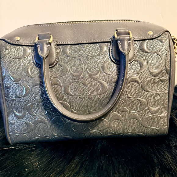 Coach Charcoal Embossed Satchel - Picture 2 of 7